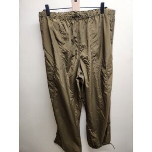 PINK Victoria's Secret Parachute Pants‎ Womens L Lightweight Olive Green